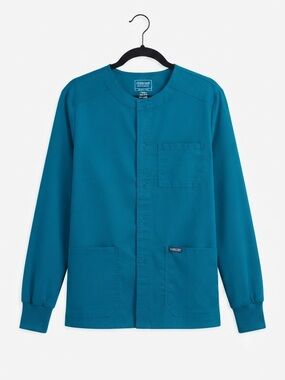 Cherokee Workwear Professionals Snap Front Scrub Jacket Teal Blue